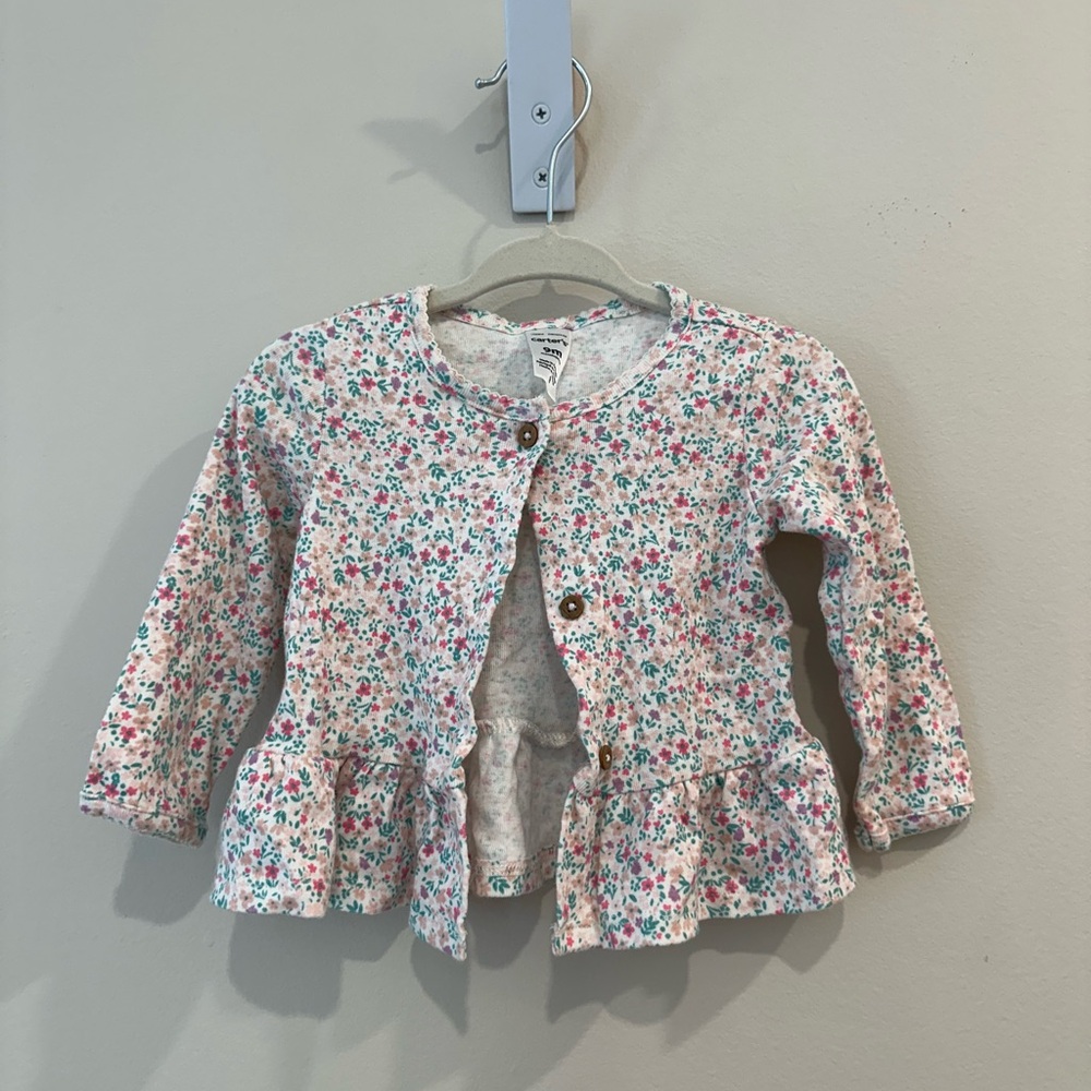 New! Carter’s Floral Button-Up Baby Cardigan size 9M
